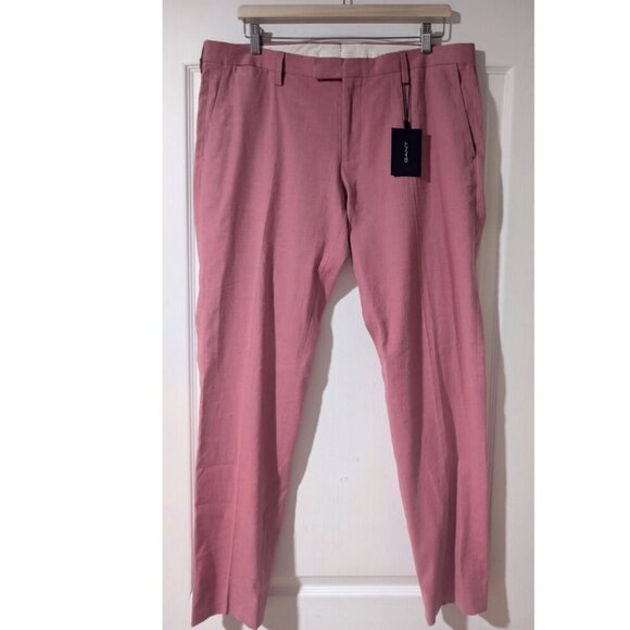 Gant | Stretch Linen Suit Pants In Blush Pink - Picture 3 of 11